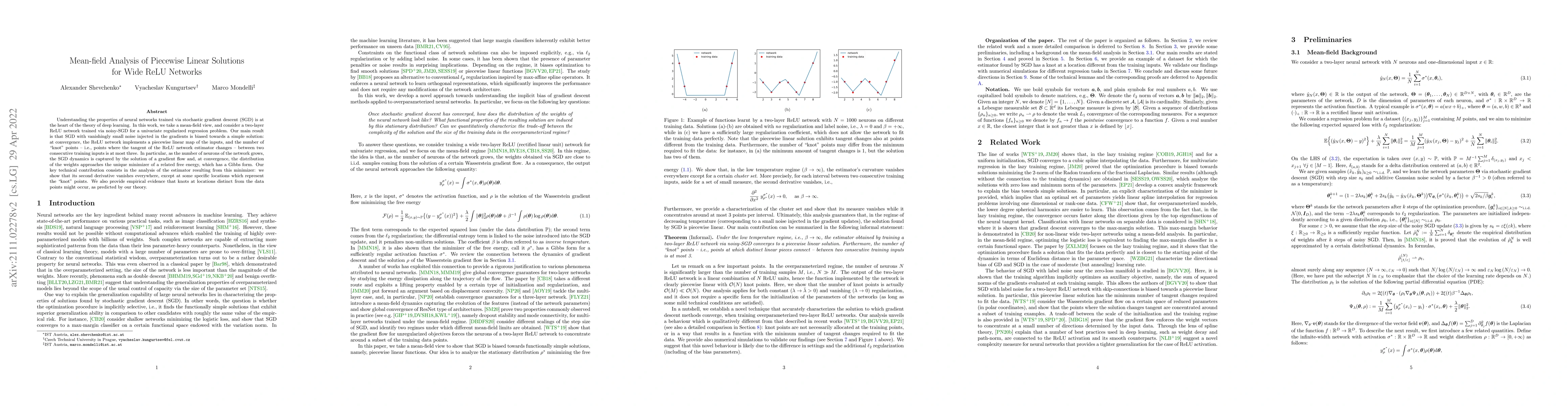 Thumbnail for Mean-field Analysis of Piecewise Linear Solutions for Wide ReLU Networks
