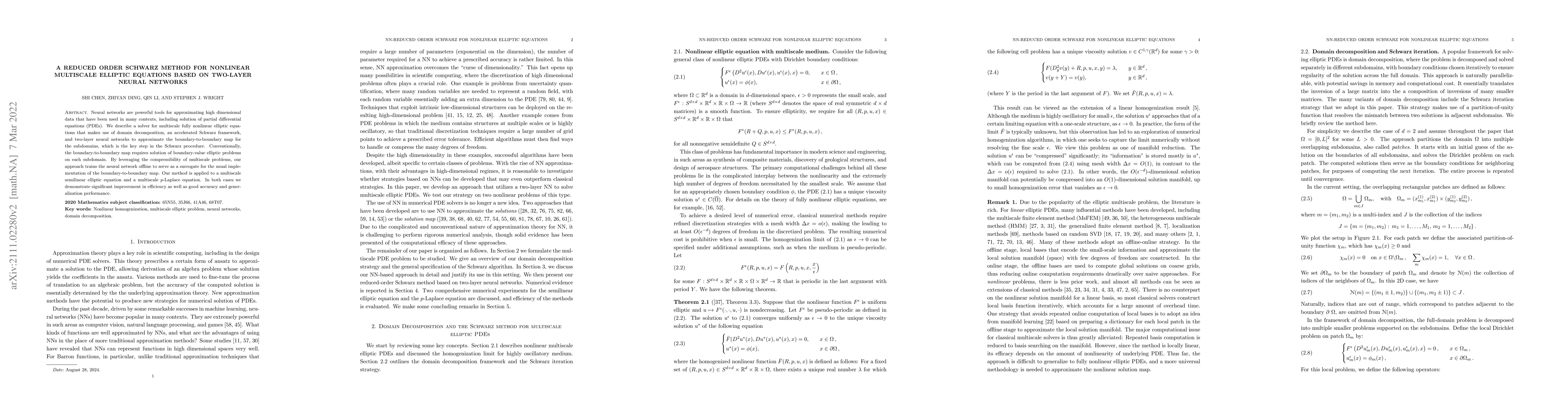Thumbnail for A reduced order Schwarz method for nonlinear multiscale elliptic
  equations based on two-layer neural networks