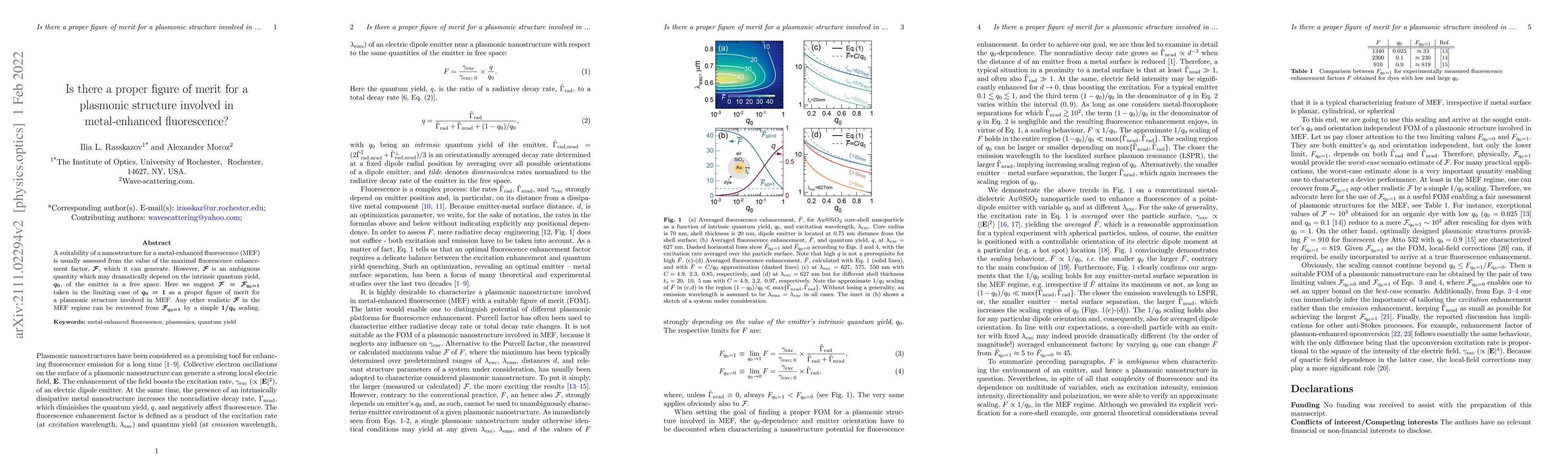 Thumbnail for Is there a proper figure of merit for a plasmonic structure involved in
  metal-enhanced fluorescence?