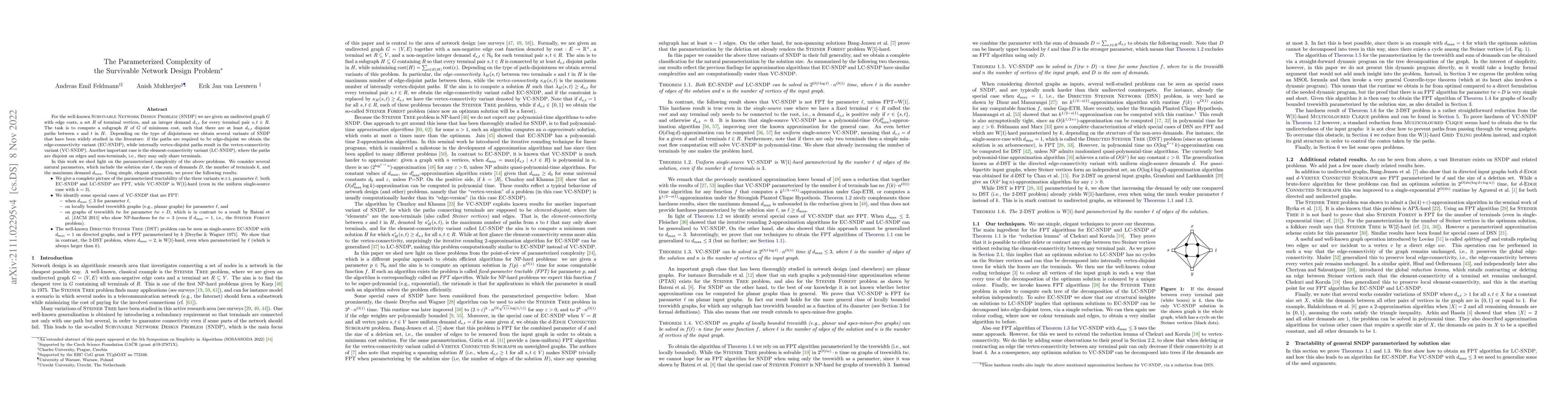 Thumbnail for The Parameterized Complexity of the Survivable Network Design Problem