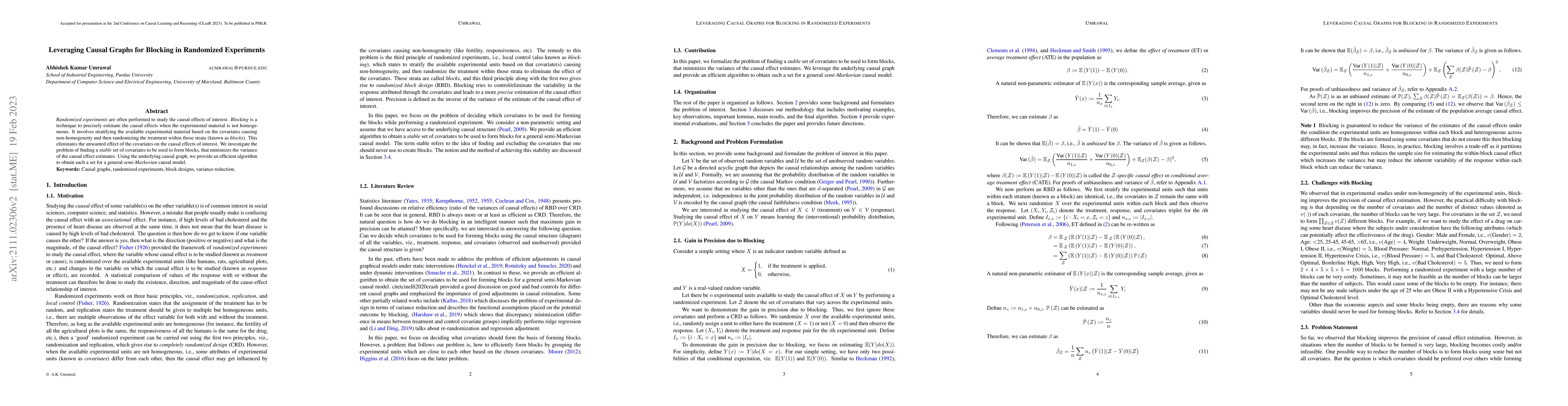Thumbnail for Leveraging Causal Graphs for Blocking in Randomized Experiments