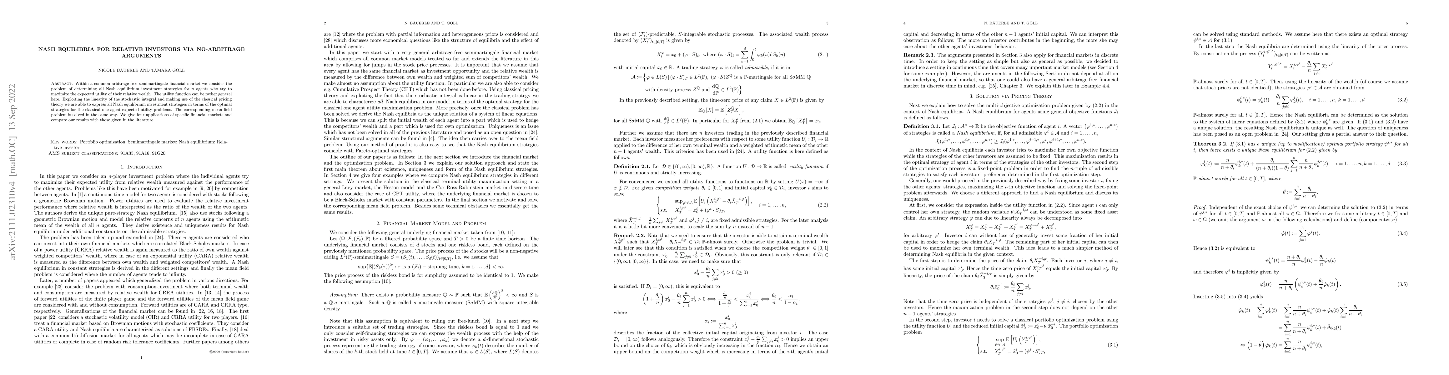 Thumbnail for Nash equilibria for relative investors via no-arbitrage arguments