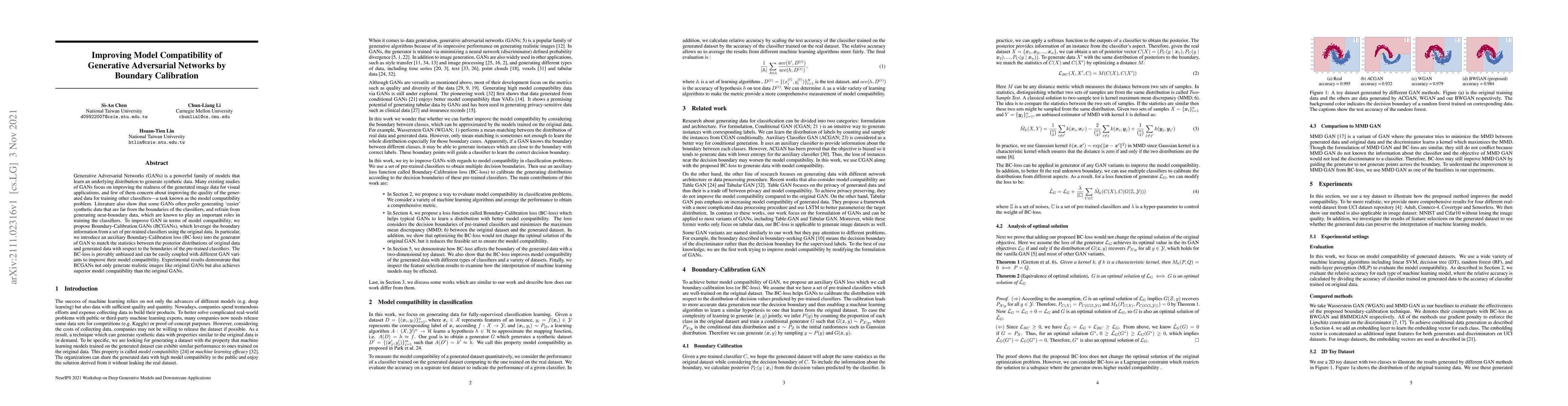 Thumbnail for Improving Model Compatibility of Generative Adversarial Networks by
  Boundary Calibration