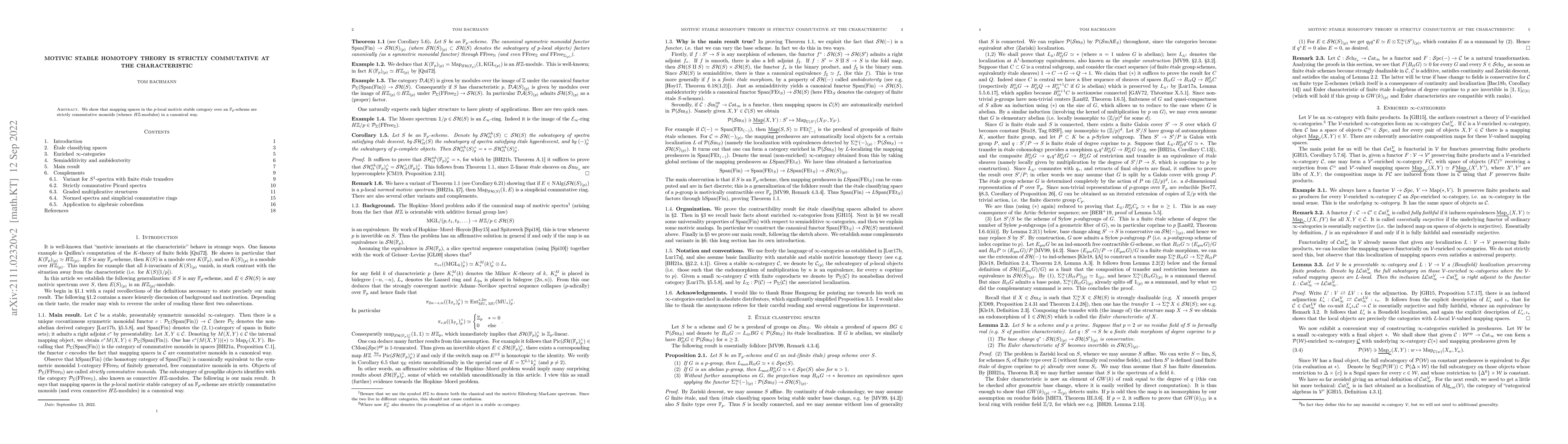 Thumbnail for Motivic stable homotopy theory is strictly commutative at the
  characteristic