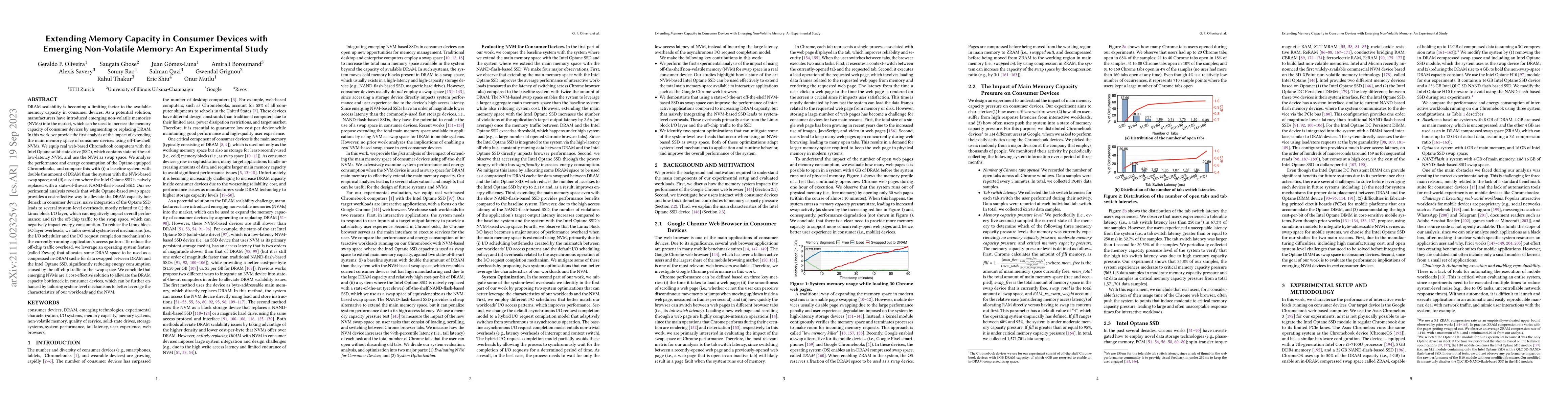 Thumbnail for Extending Memory Capacity in Consumer Devices with Emerging Non-Volatile
  Memory: An Experimental Study
