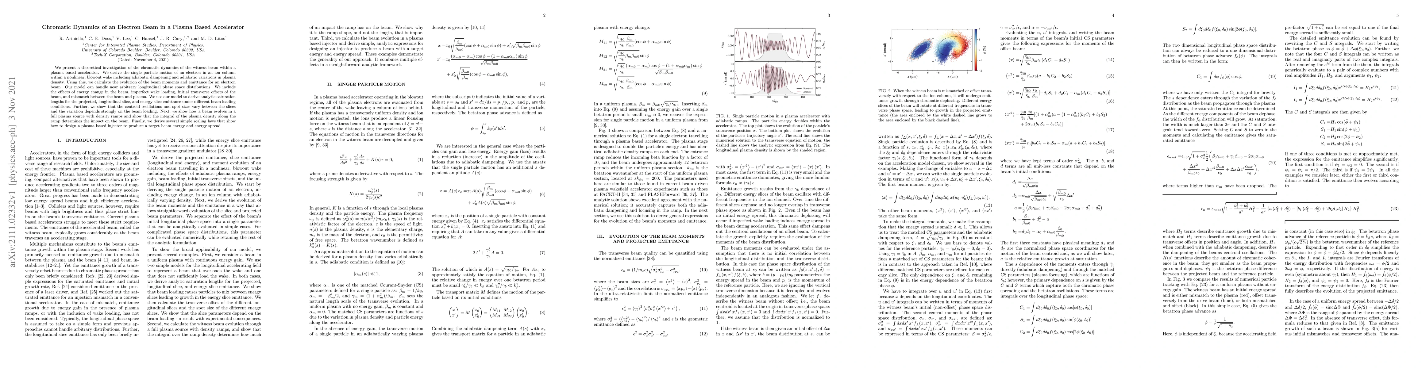 Thumbnail for Chromatic Dynamics of an Electron Beam in a Plasma Based Accelerator