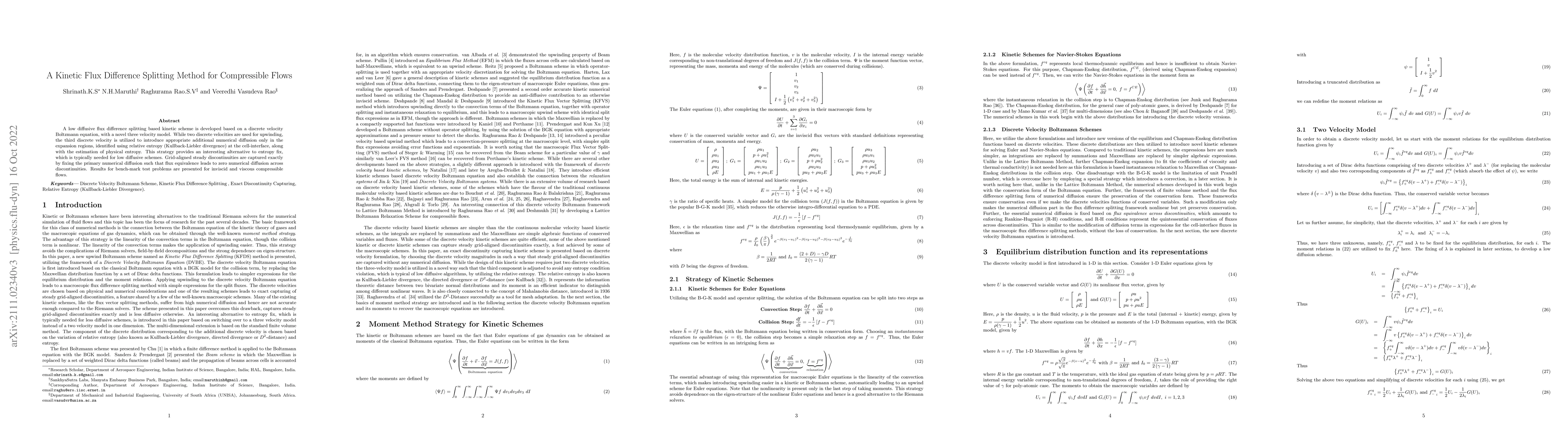 Thumbnail for A Kinetic Flux Difference Splitting Method for Compressible Flows