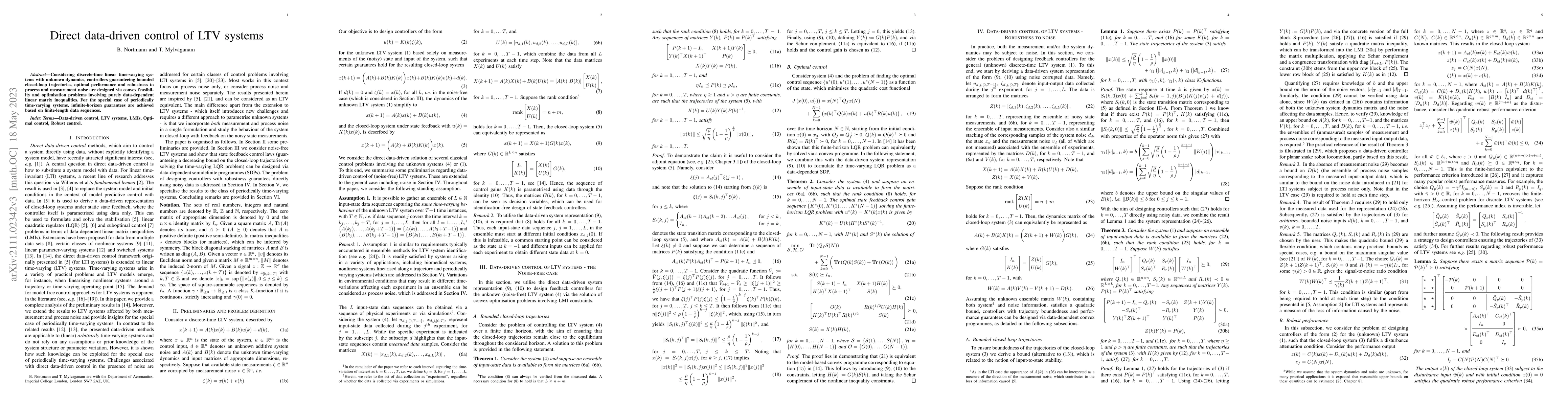 Thumbnail for Direct data-driven control of LTV systems
