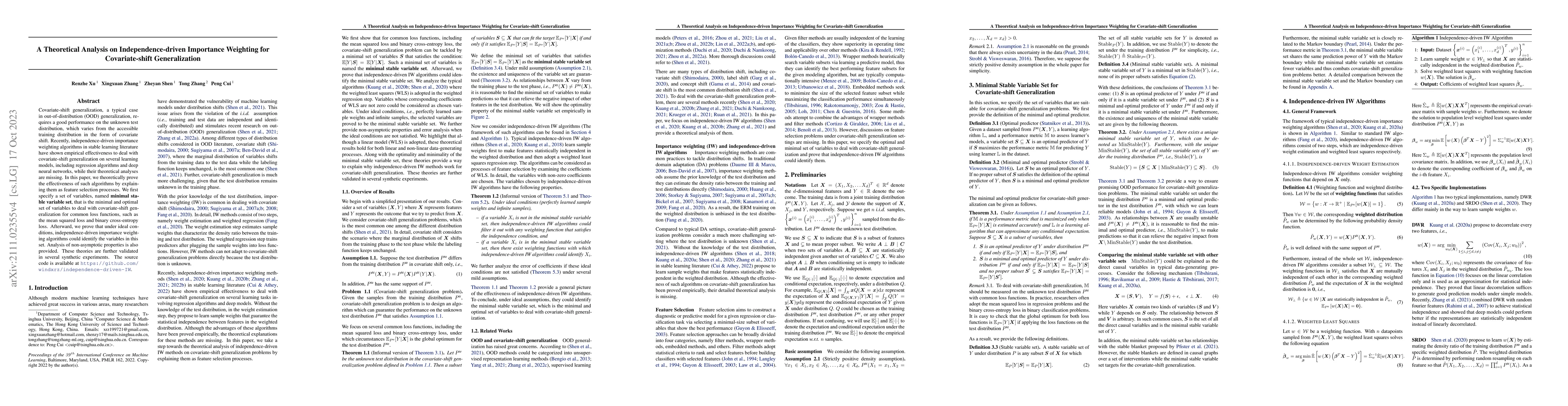 Thumbnail for A Theoretical Analysis on Independence-driven Importance Weighting for
  Covariate-shift Generalization