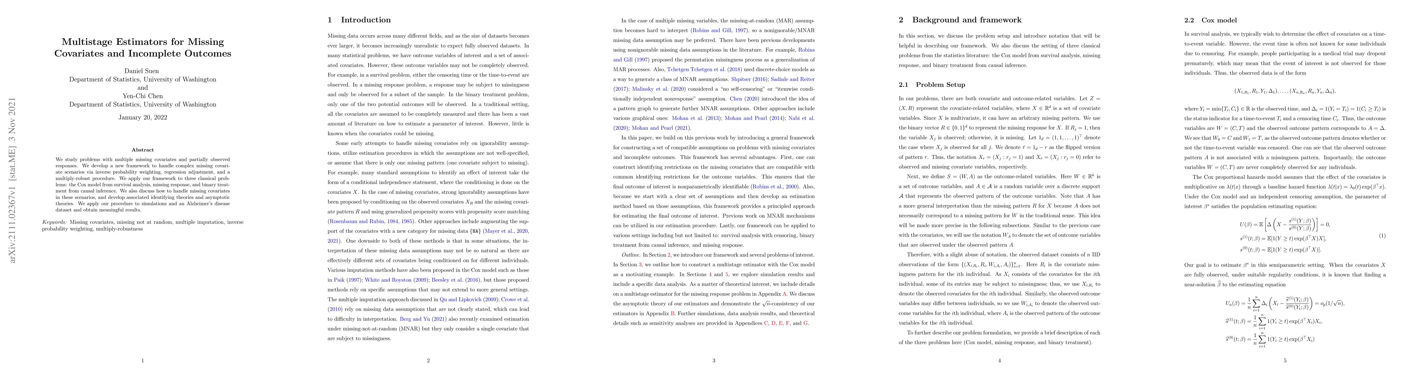 Thumbnail for Multistage Estimators for Missing Covariates and Incomplete Outcomes