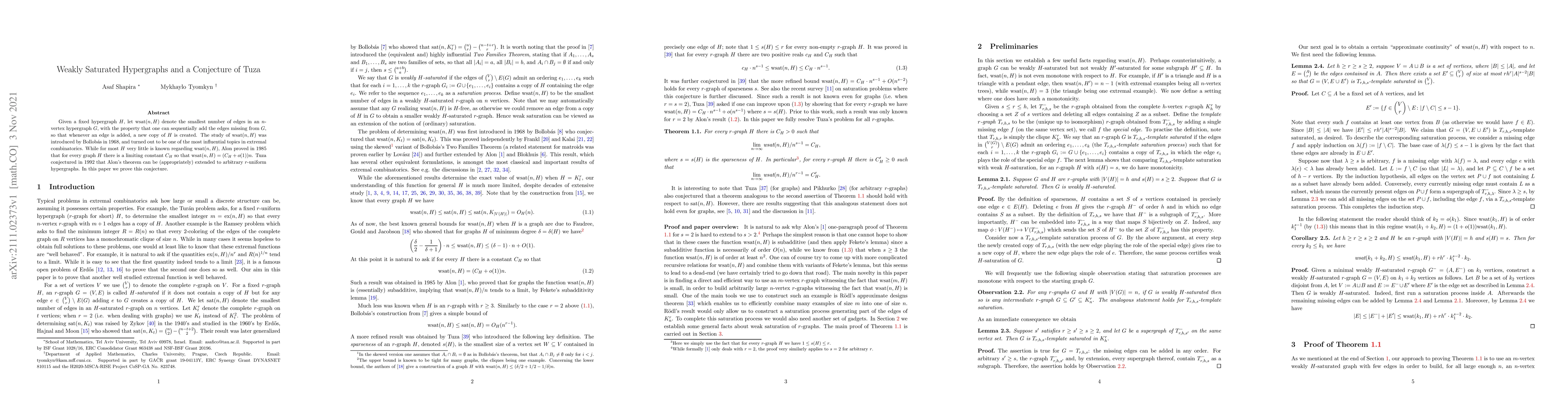 Thumbnail for Weakly saturated hypergraphs and a conjecture of Tuza