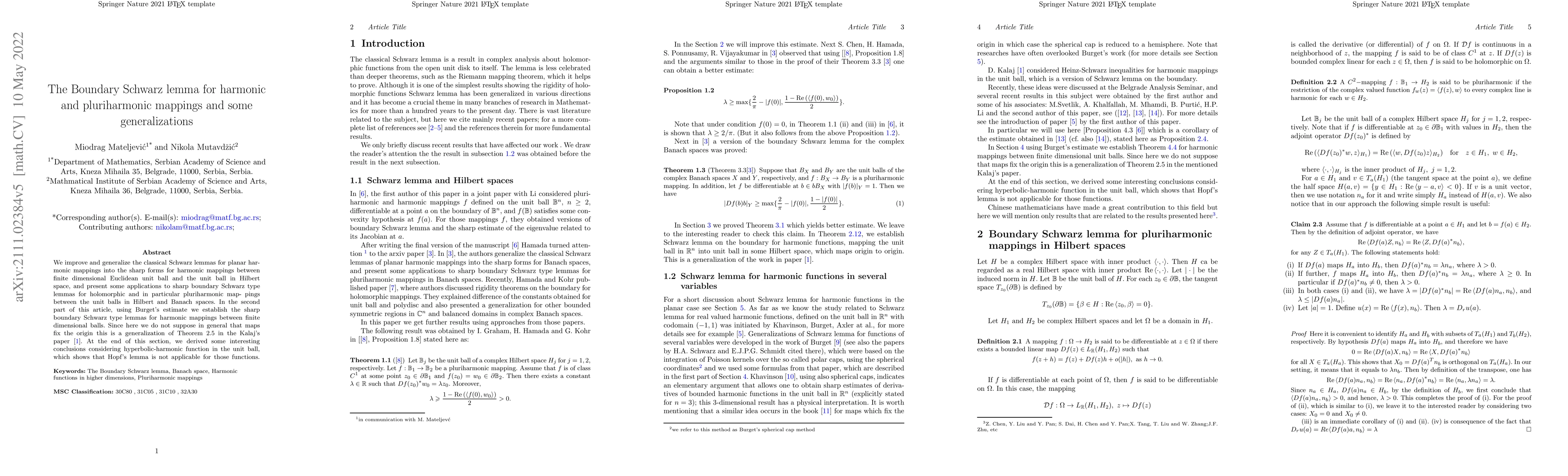 Thumbnail for The Boundary Schwarz lemma for harmonic and pluriharmonic mappings and
  some generalisations