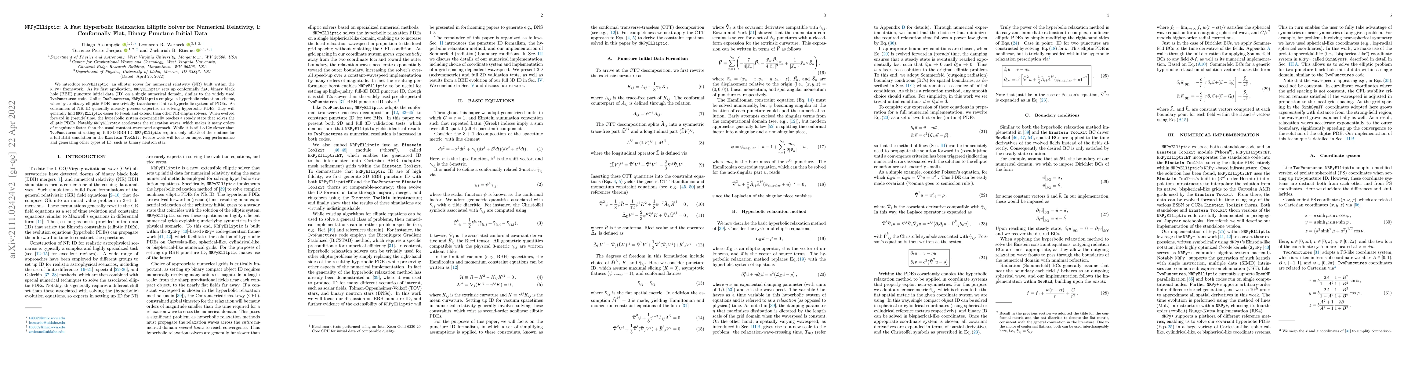 Thumbnail for NRPyElliptic: A Fast Hyperbolic Relaxation Elliptic Solver for Numerical
  Relativity, I: Conformally Flat, Binary Puncture Initial Data