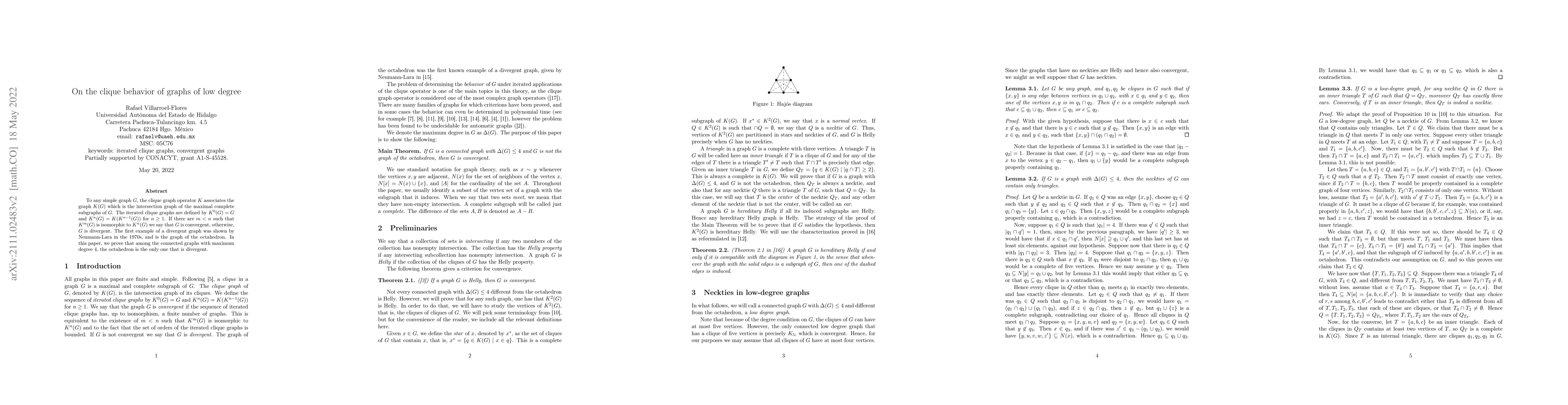 Thumbnail for On the clique behavior of graphs of low degree