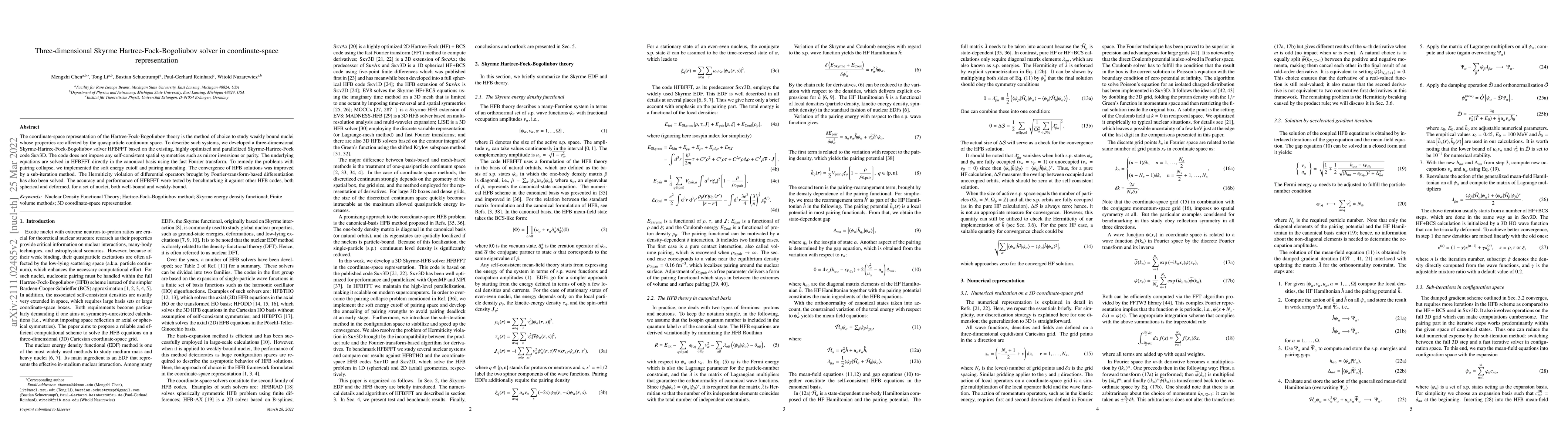 Thumbnail for Three-dimensional Skyrme Hartree-Fock-Bogoliubov solver in
  coordinate-space representation