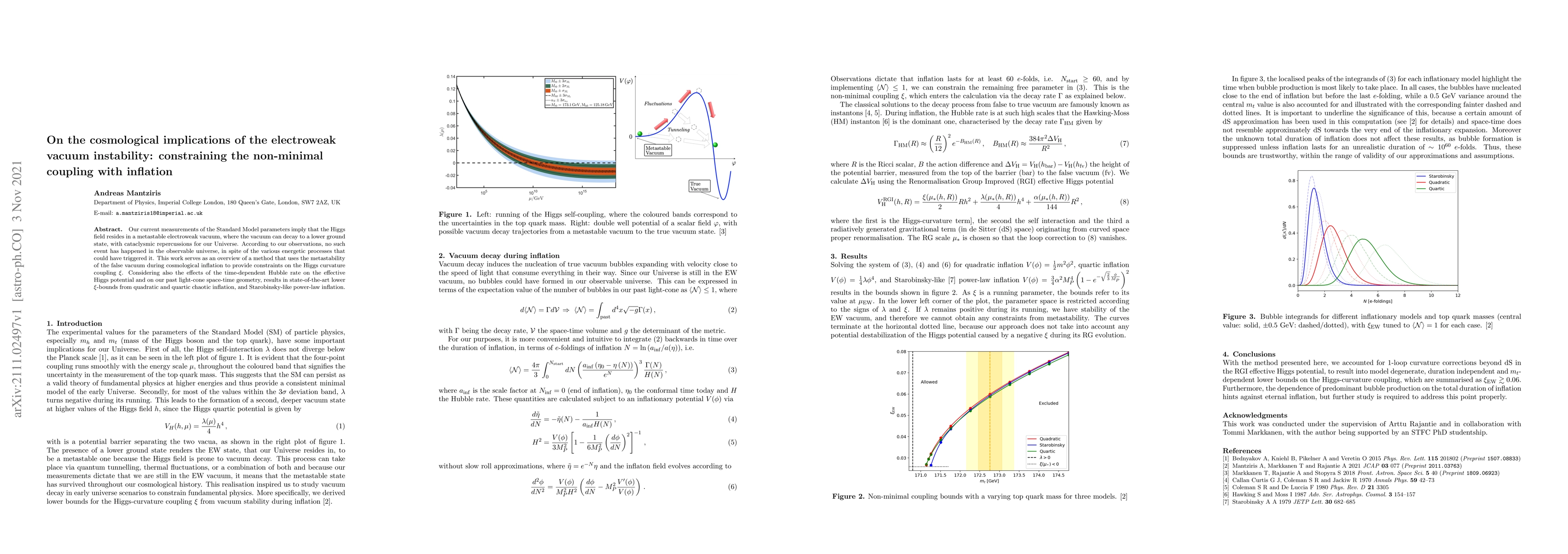 Thumbnail for On the cosmological implications of the electroweak vacuum instability:
  constraining the non-minimal coupling with inflation