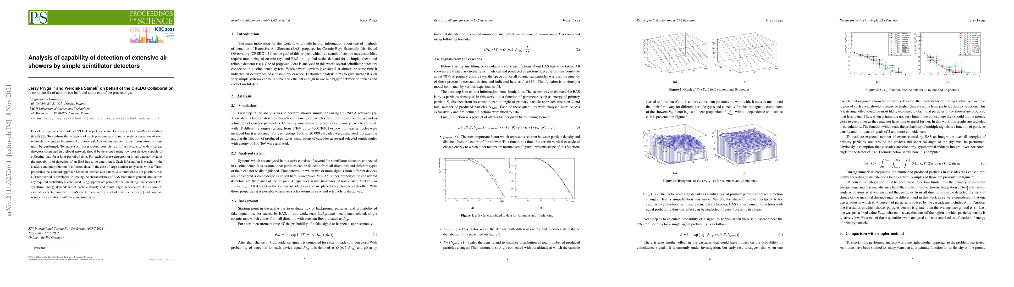 Thumbnail for Analysis of capability of detection of extensive airshowers by simple
  scintillator detectors