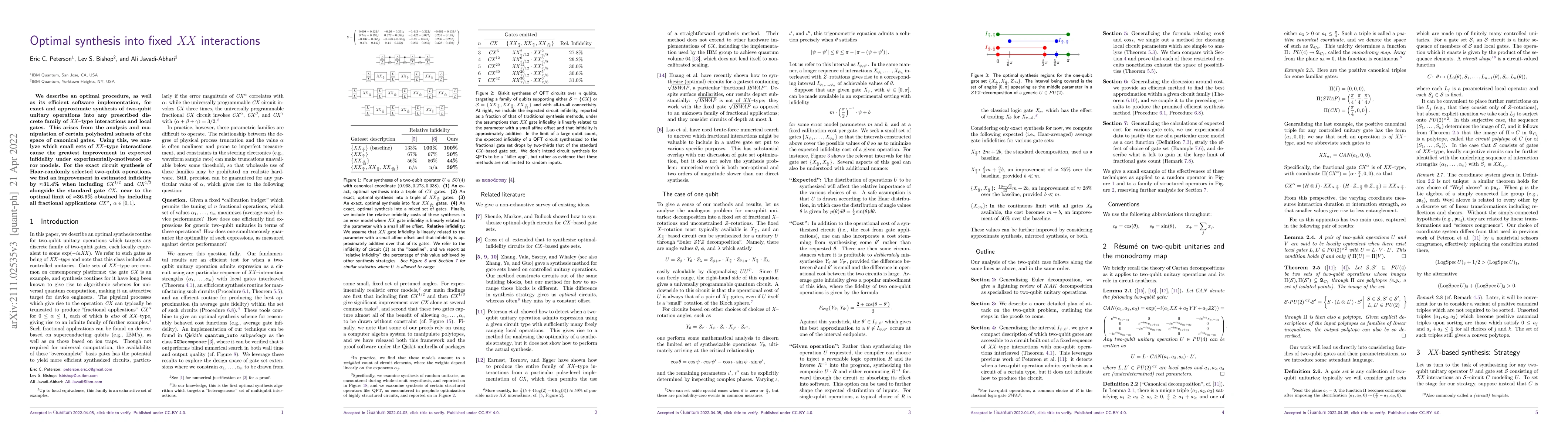 Thumbnail for Optimal synthesis into fixed XX interactions