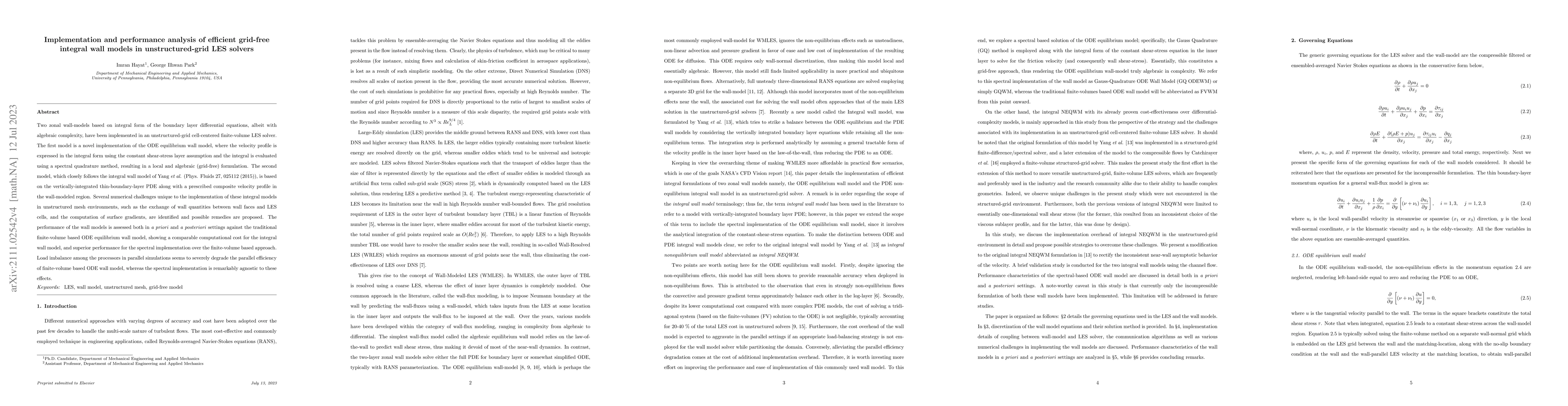 Thumbnail for Implementation and performance analysis of efficient grid-free integral
  wall models in unstructured-grid LES solvers