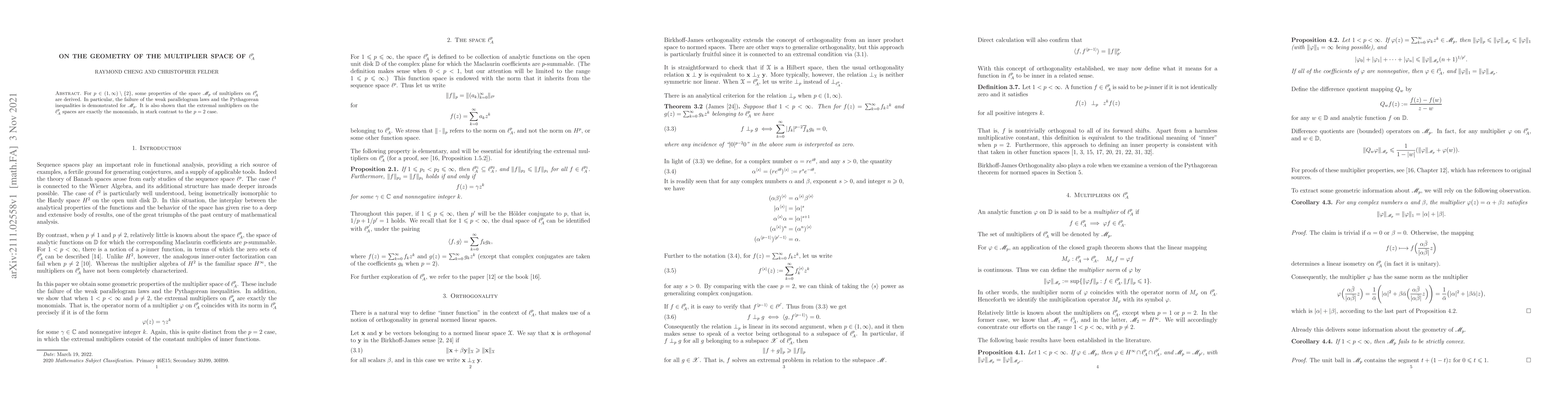 Thumbnail for On the geometry of the multiplier space of $\ell_A^p$