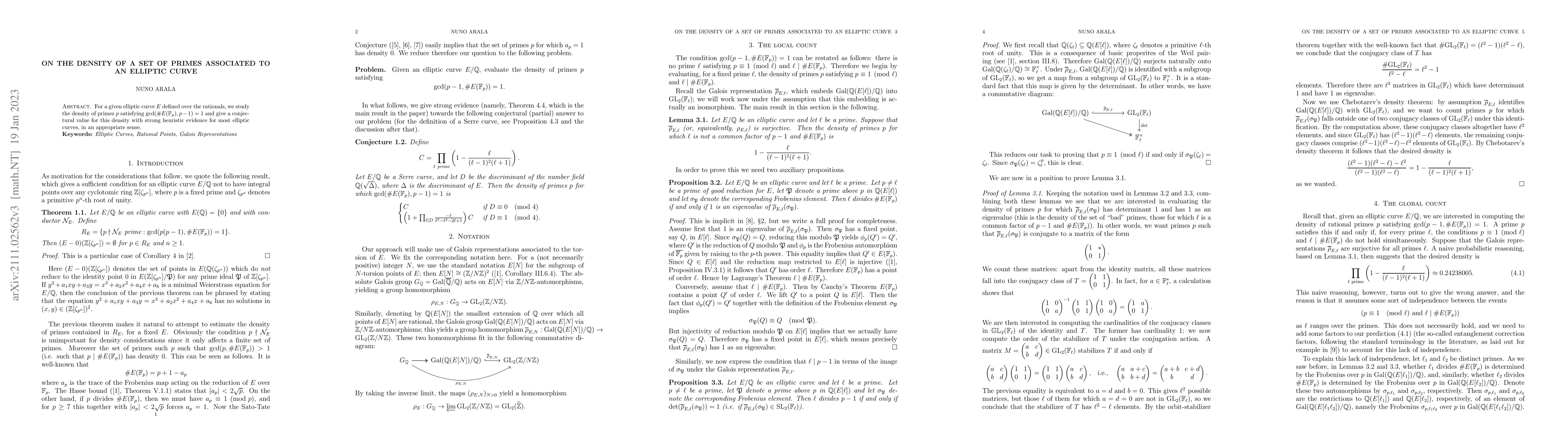 Thumbnail for On the density of a set of primes associated to an Elliptic Curve