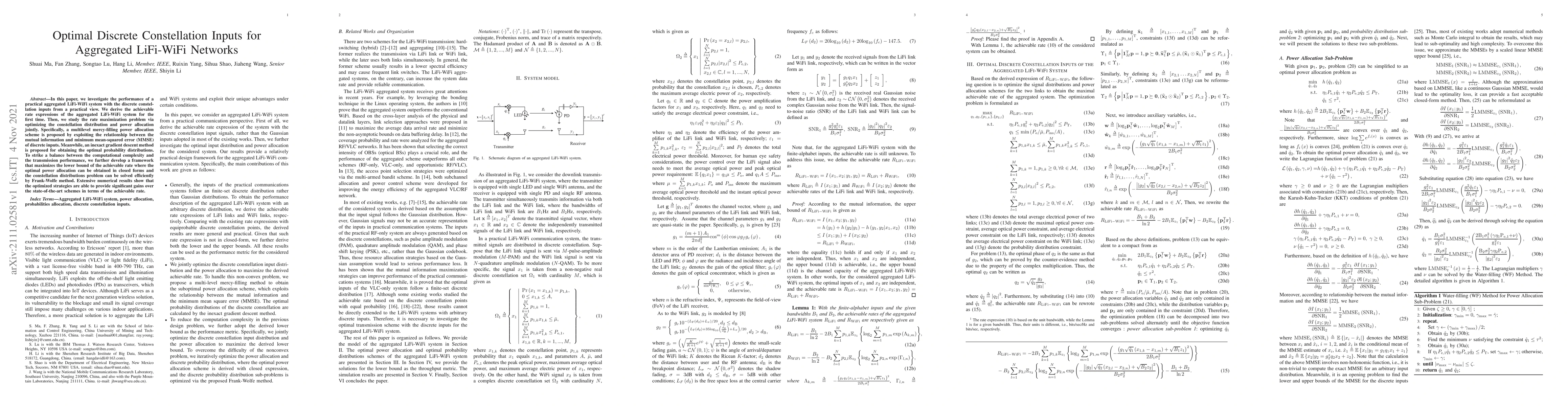 Thumbnail for Optimal Discrete Constellation Inputs for Aggregated LiFi-WiFi Networks