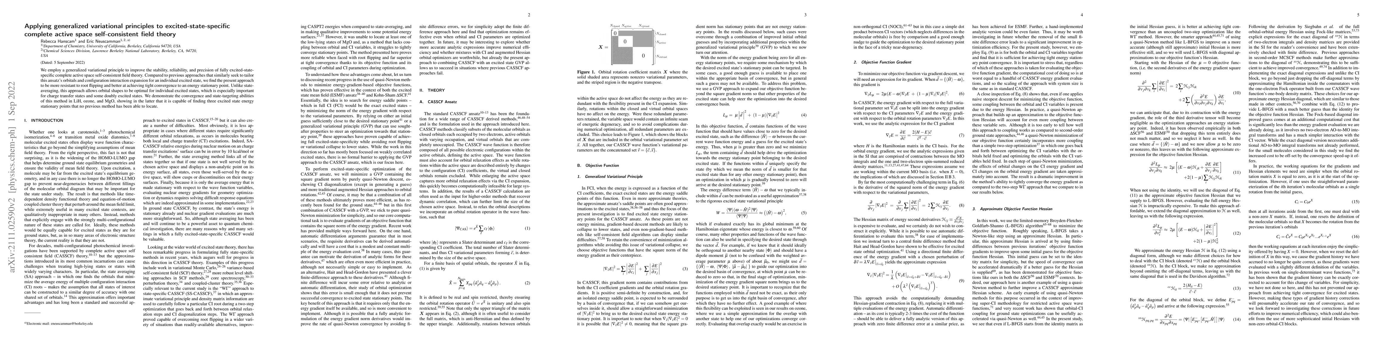 Thumbnail for Applying generalized variational principles to excited-state-specific
  complete active space self-consistent field theory