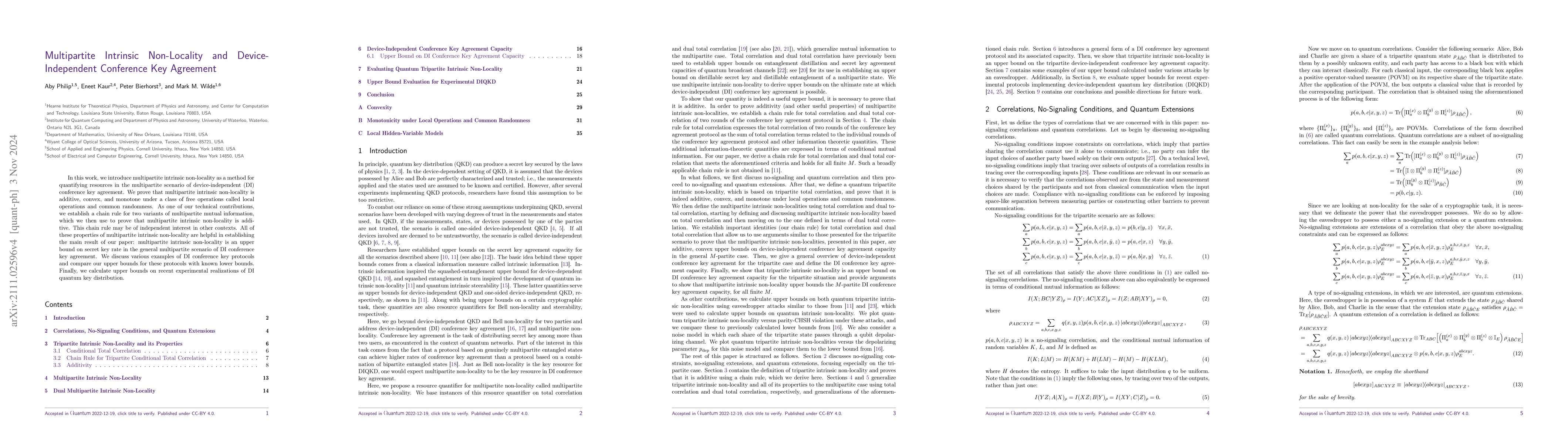 Thumbnail for Multipartite Intrinsic Non-Locality and Device-Independent Conference
  Key Agreement