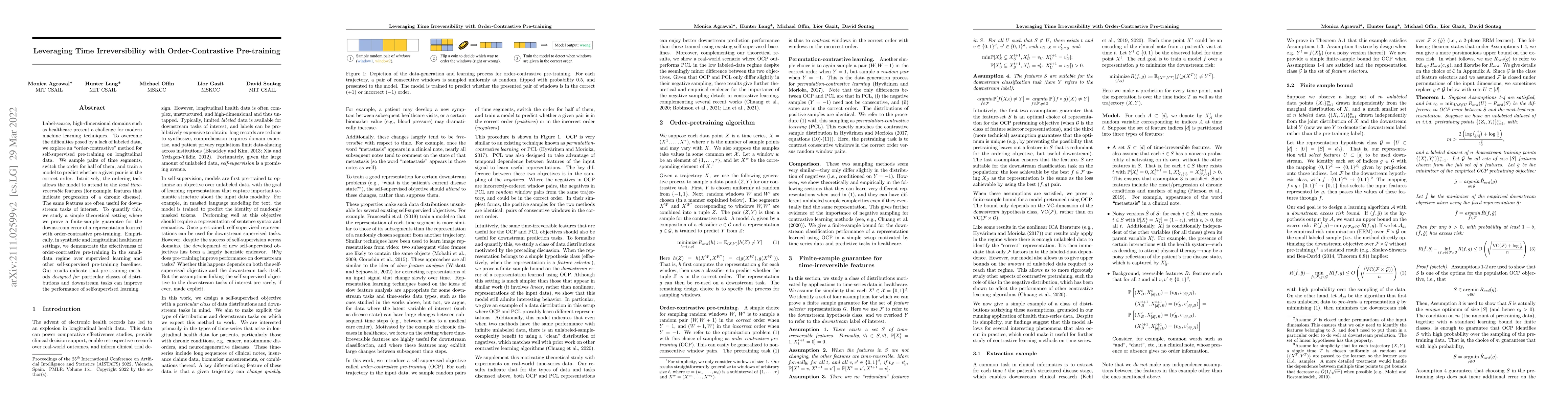 Thumbnail for Leveraging Time Irreversibility with Order-Contrastive Pre-training