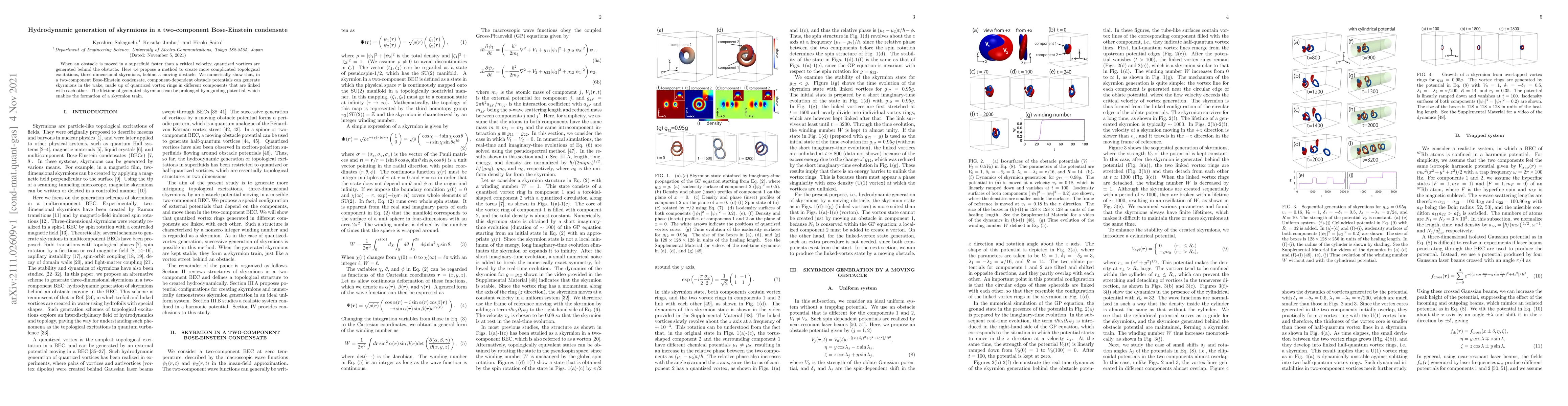 Thumbnail for Hydrodynamic generation of skyrmions in a two-component Bose-Einstein
  condensate