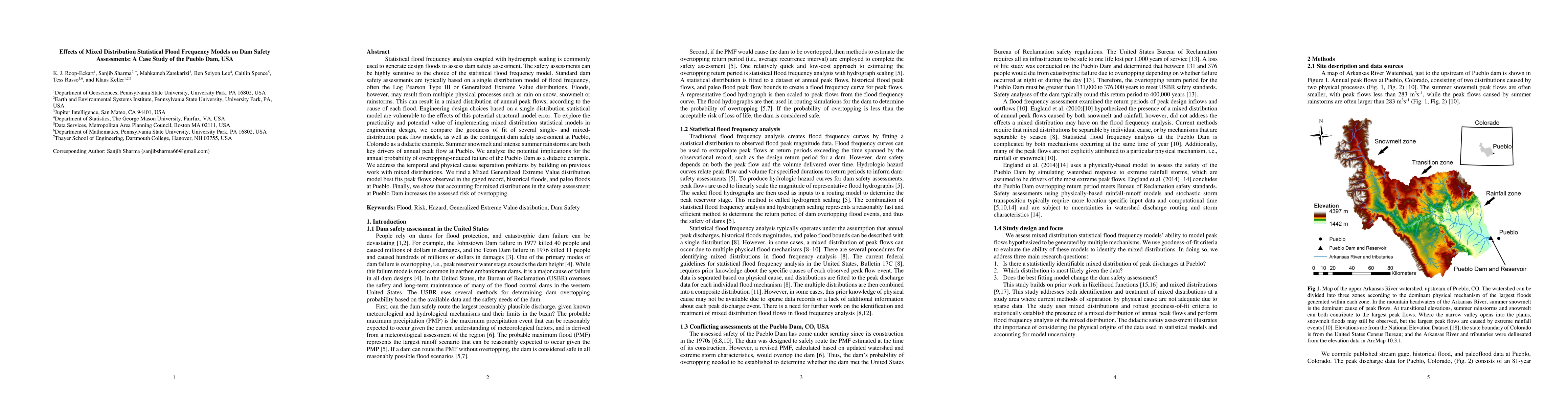 Thumbnail for Effects of Mixed Distribution Statistical Flood Frequency Models on Dam
  Safety Assessments: A Case Study of the Pueblo Dam, USA