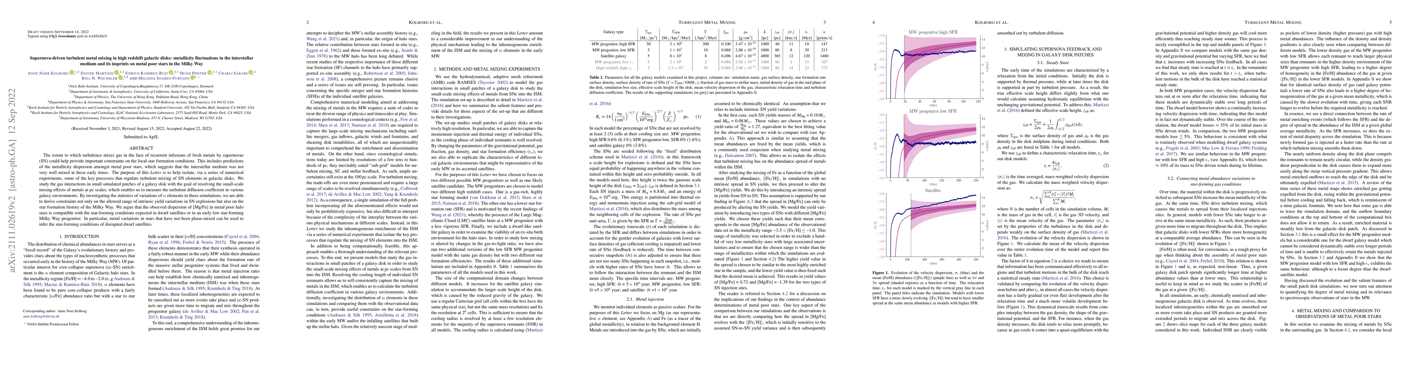 Thumbnail for Supernova-driven turbulent metal mixing in high redshift galactic disks:
  metallicity fluctuations in the interstellar medium and its imprints on metal
  poor stars in the Milky Way