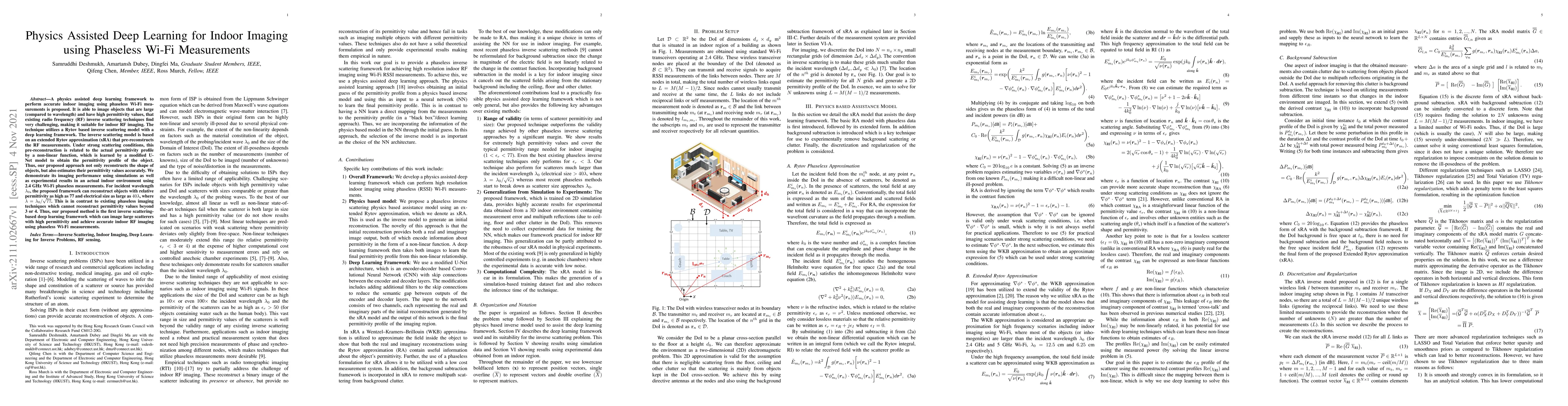 Thumbnail for Physics Assisted Deep Learning for Indoor Imaging using Phaseless Wi-Fi
  Measurements