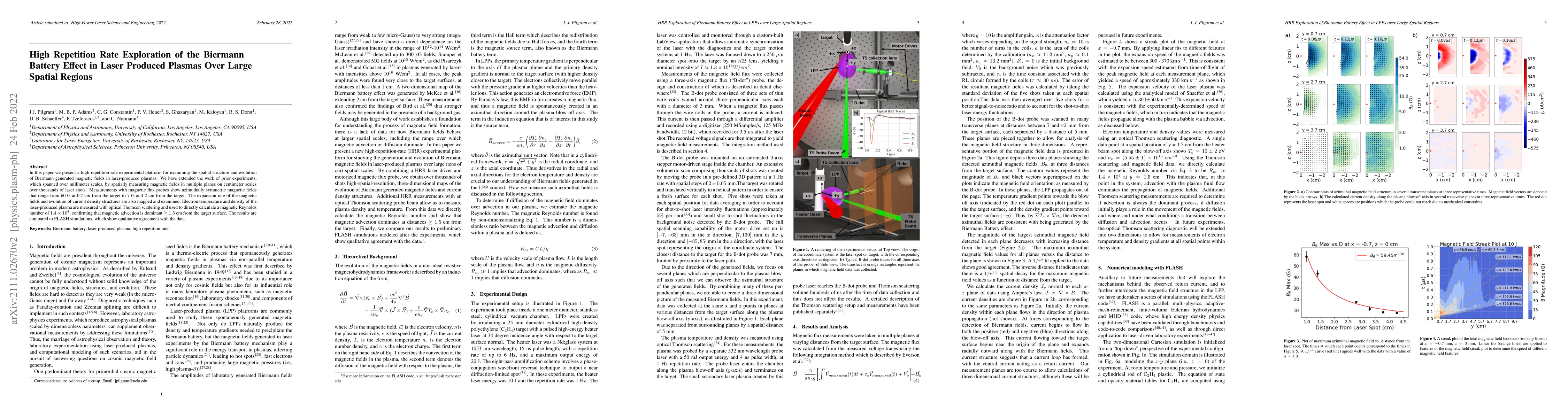 Thumbnail for High Repetition Rate Exploration of the Biermann Battery Effect in Laser
  Produced Plasmas Over Large Spatial Regions