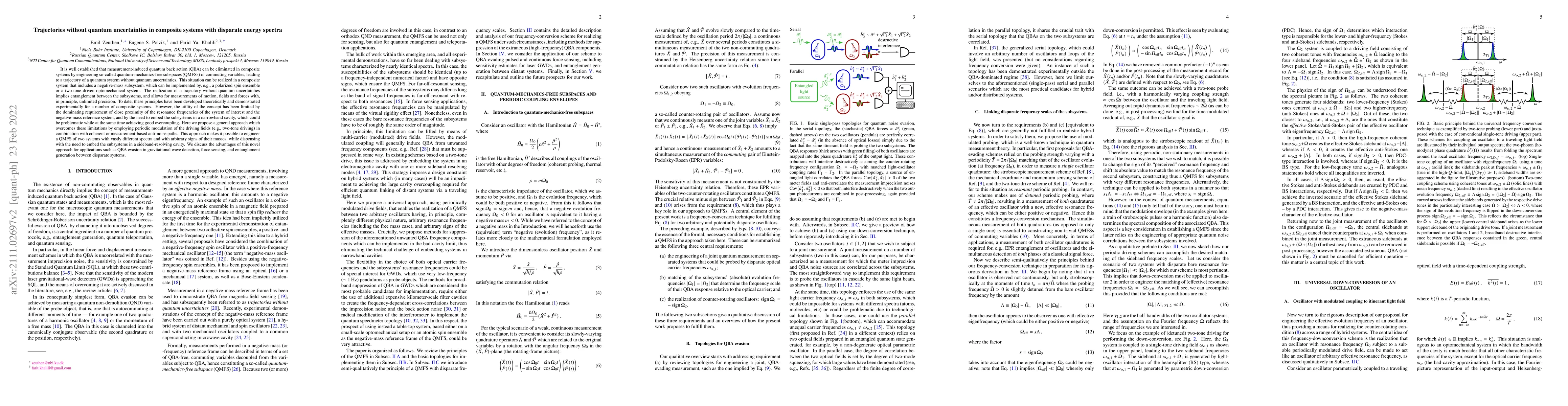 Thumbnail for Trajectories without quantum uncertainties in composite systems with
  disparate energy spectra