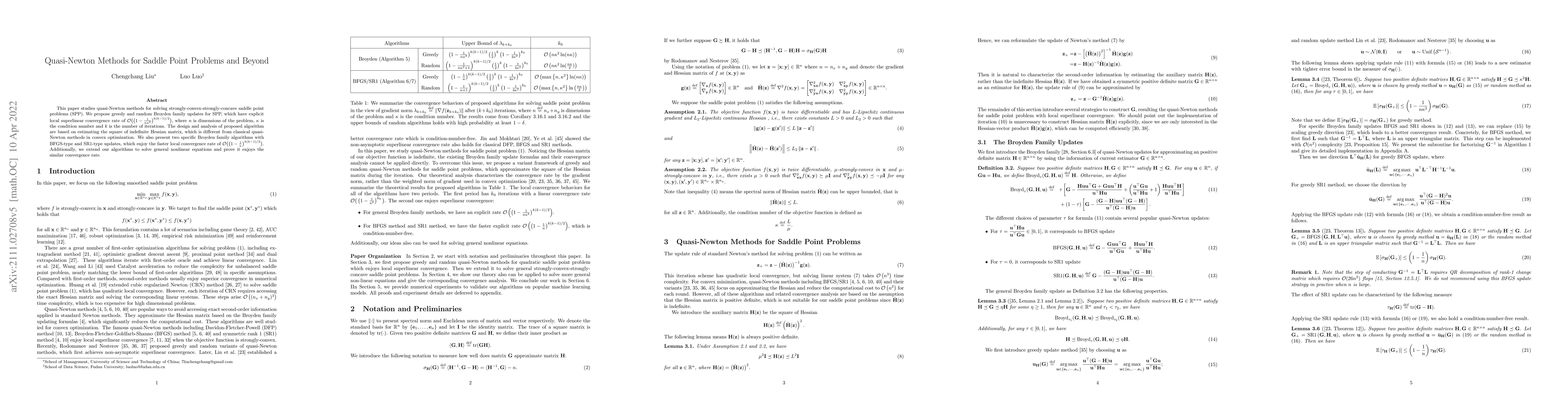 Thumbnail for Quasi-Newton Methods for Saddle Point Problems and Beyond