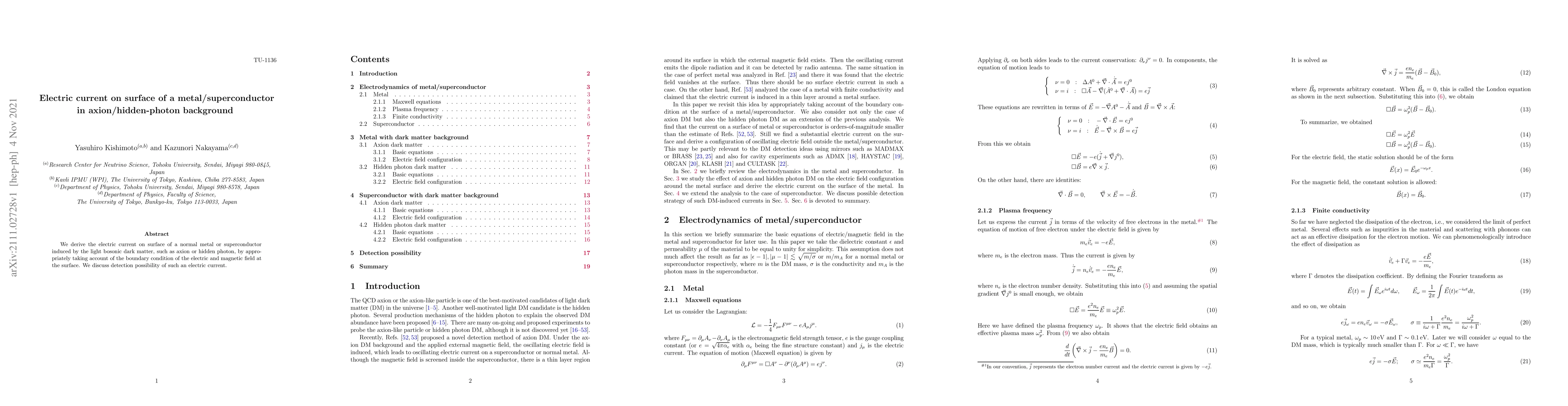 Thumbnail for Electric current on surface of a metal/superconductor in
  axion/hidden-photon background