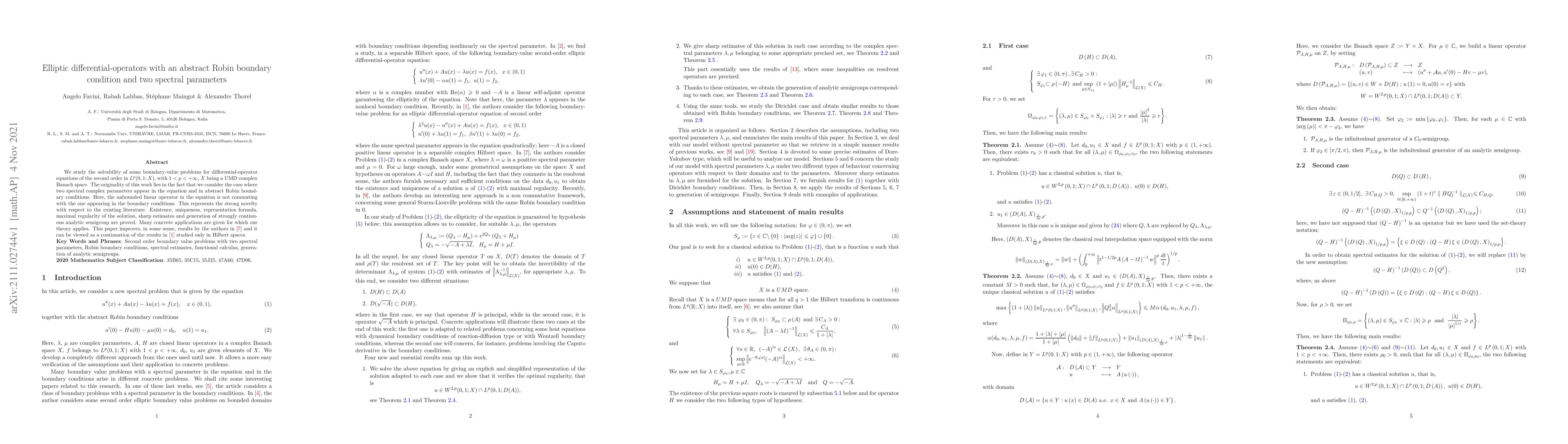 Thumbnail for Elliptic differential-operator with an abstract Robin boundary condition
  containing two spectral parameters, study in a non commutative framework