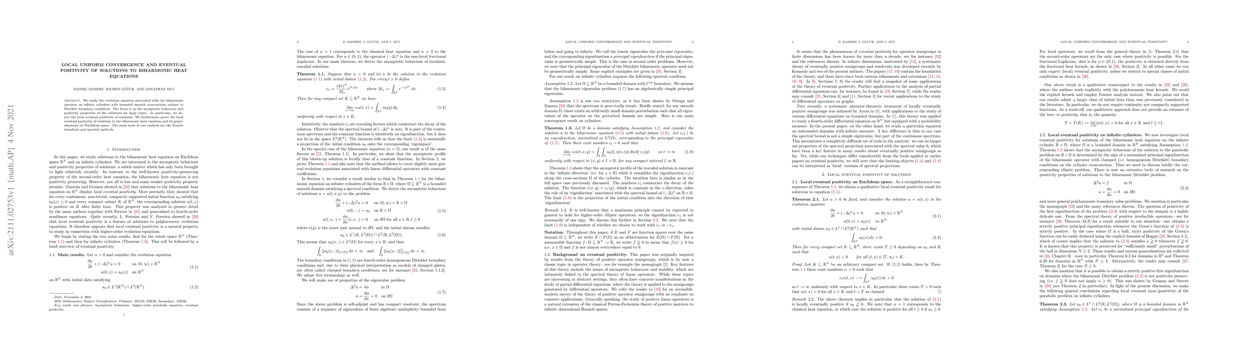 Thumbnail for Local uniform convergence and eventual positivity of solutions to
  biharmonic heat equations