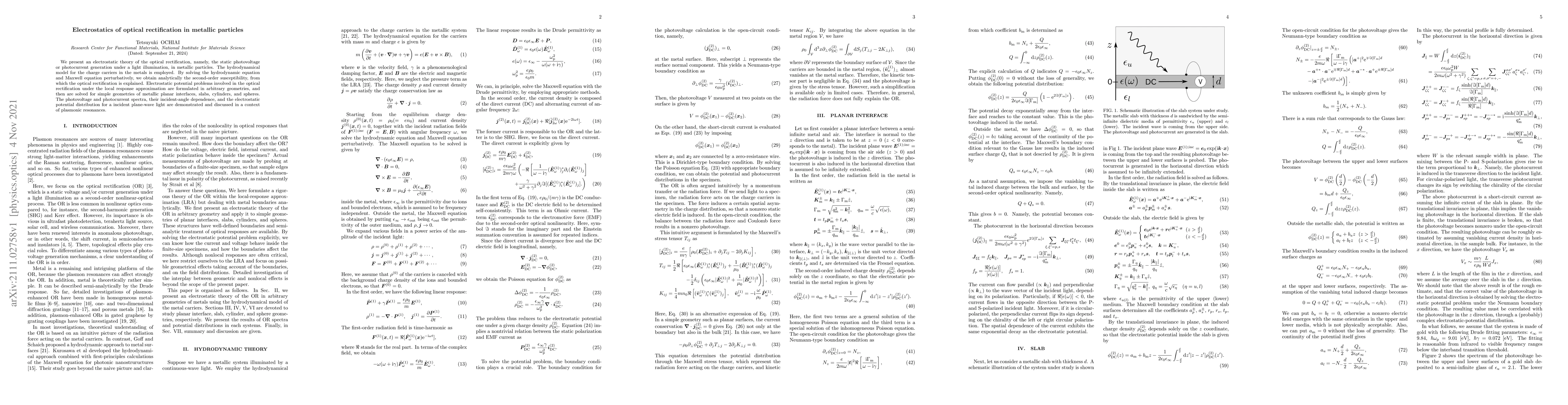 Thumbnail for Electrostatics of optical rectification in metallic particles