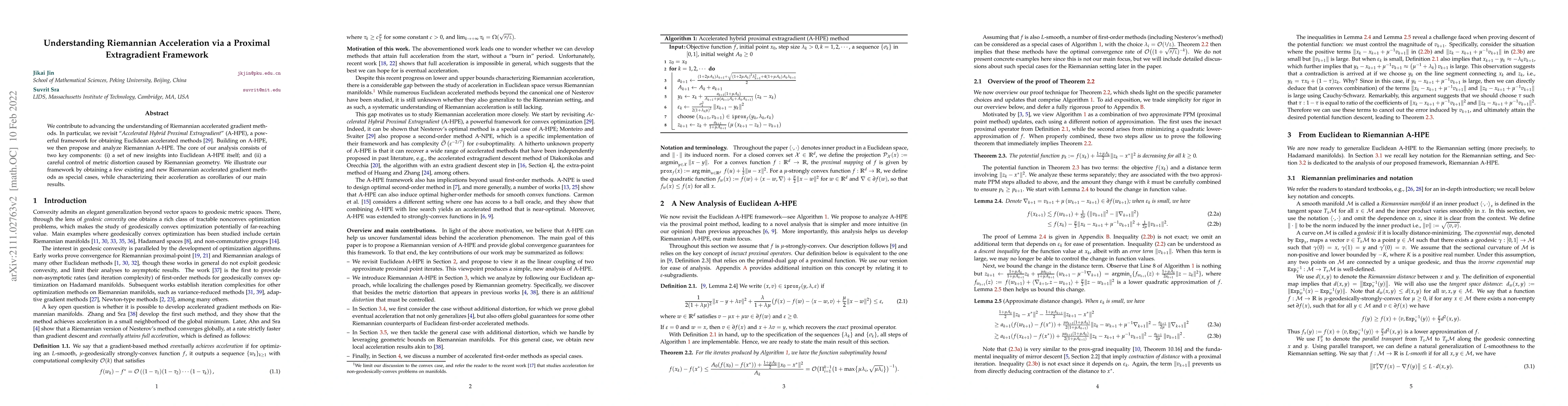 Thumbnail for Understanding Riemannian Acceleration via a Proximal Extragradient
  Framework