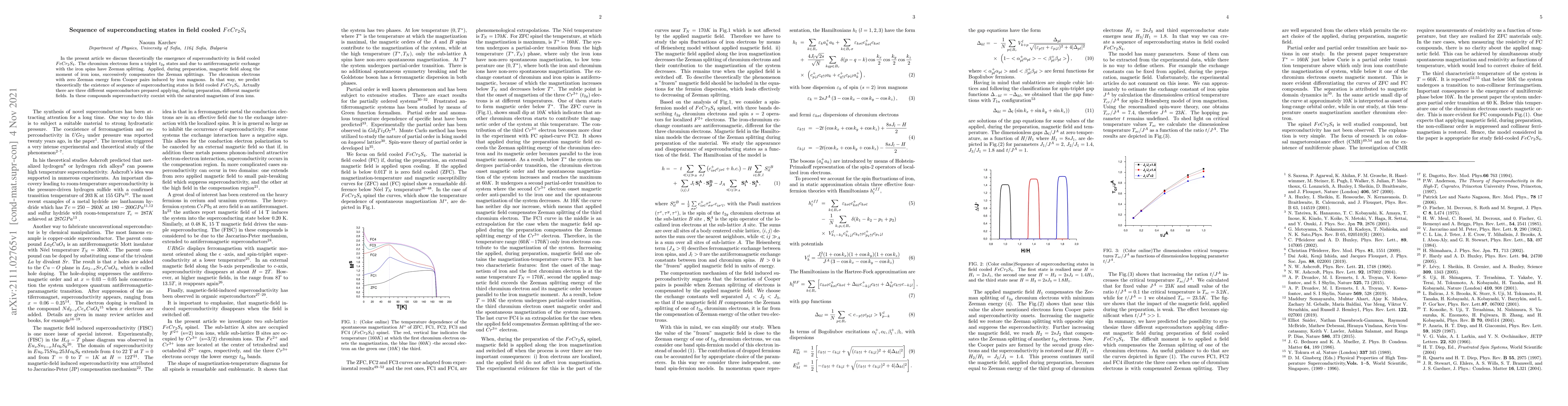 Thumbnail for Sequence of superconducting states in field cooled $FeCr_2S_4$