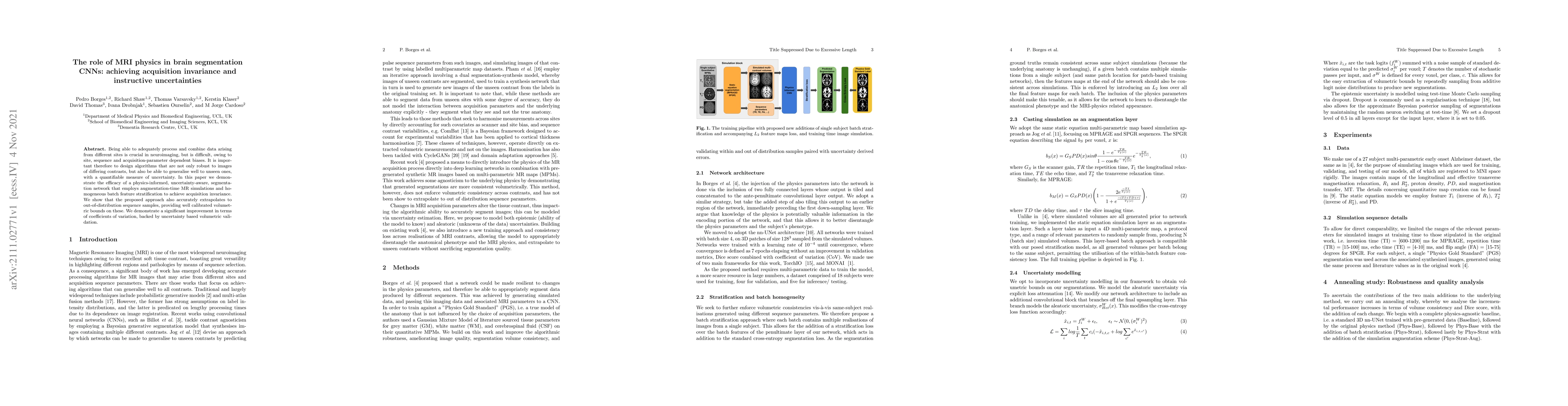 Thumbnail for The role of MRI physics in brain segmentation CNNs: achieving
  acquisition invariance and instructive uncertainties