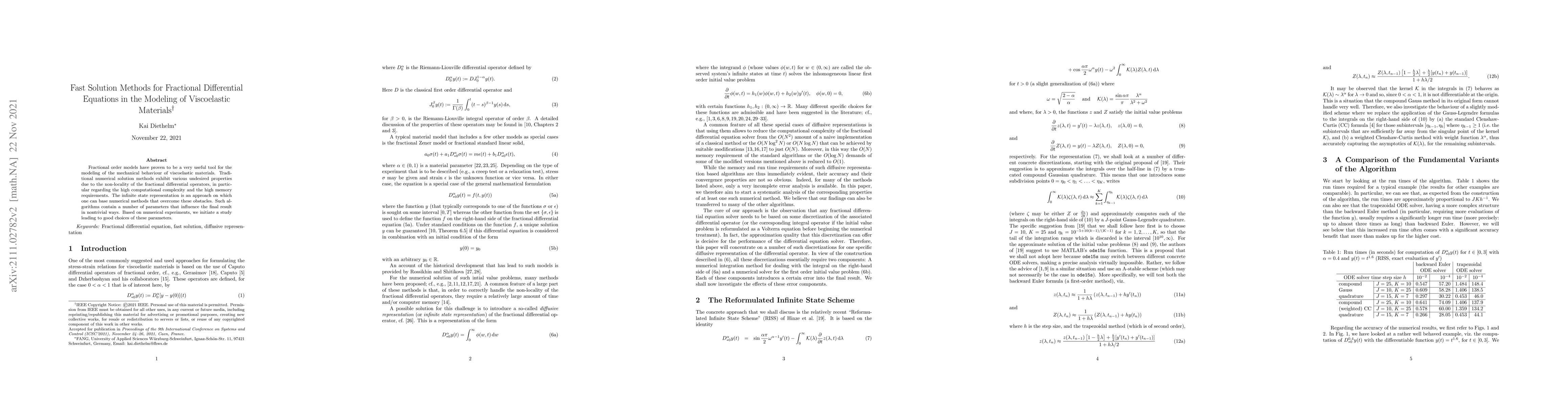 Thumbnail for Fast Solution Methods for Fractional Differential Equations in the
  Modeling of Viscoelastic Materials