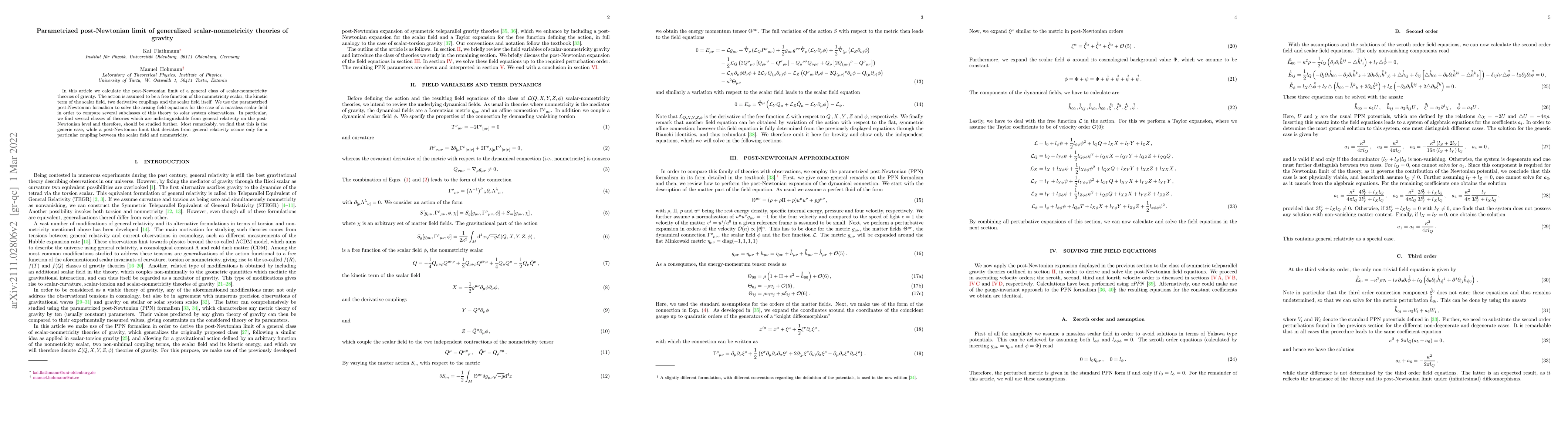 Thumbnail for Parametrized post-Newtonian limit of generalized scalar-nonmetricity
  theories of gravity