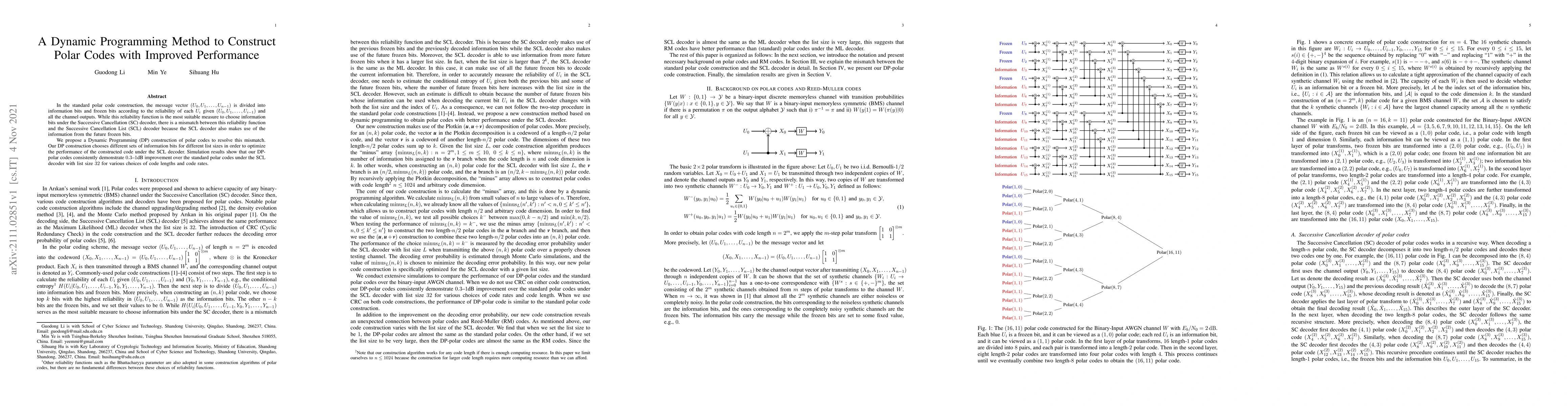 Thumbnail for A Dynamic Programming Method to Construct Polar Codes with Improved
  Performance