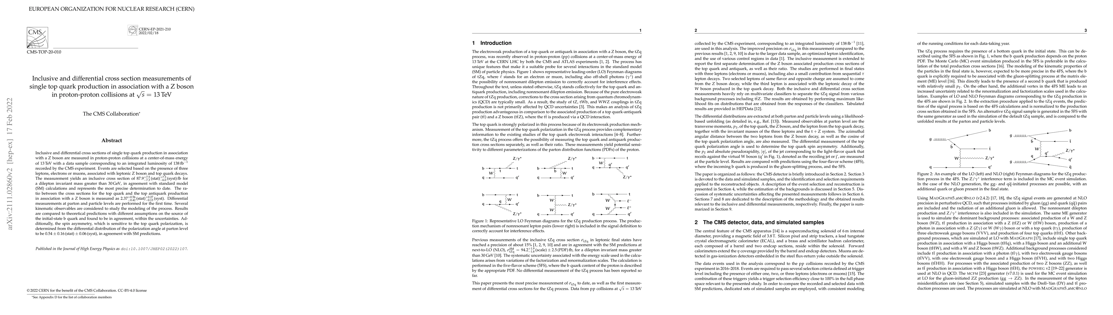 Thumbnail for Inclusive and differential cross section measurements of single top
  quark production in association with a Z boson in proton-proton collisions at
  $\sqrt{s}$ = 13 TeV