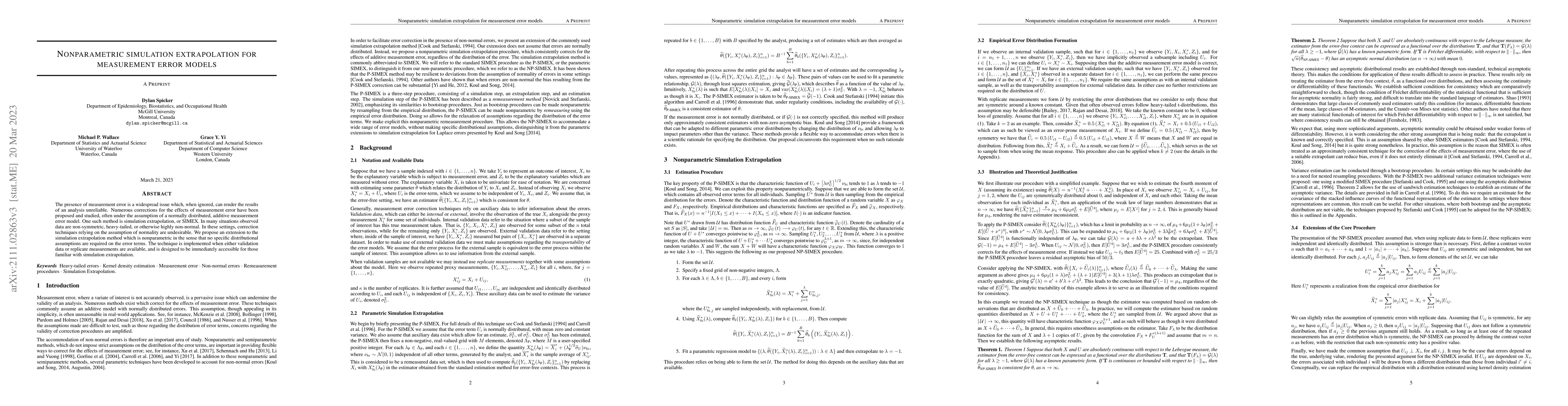 Thumbnail for Nonparametric Simulation Extrapolation for Measurement Error Models