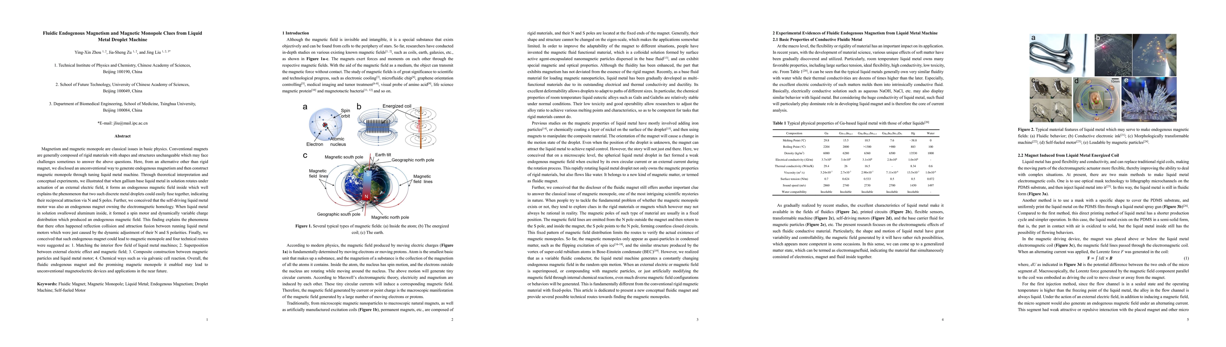 Thumbnail for Fluidic Endogenous Magnetism and Magnetic Monopole Clues from Liquid
  Metal Droplet Machine
