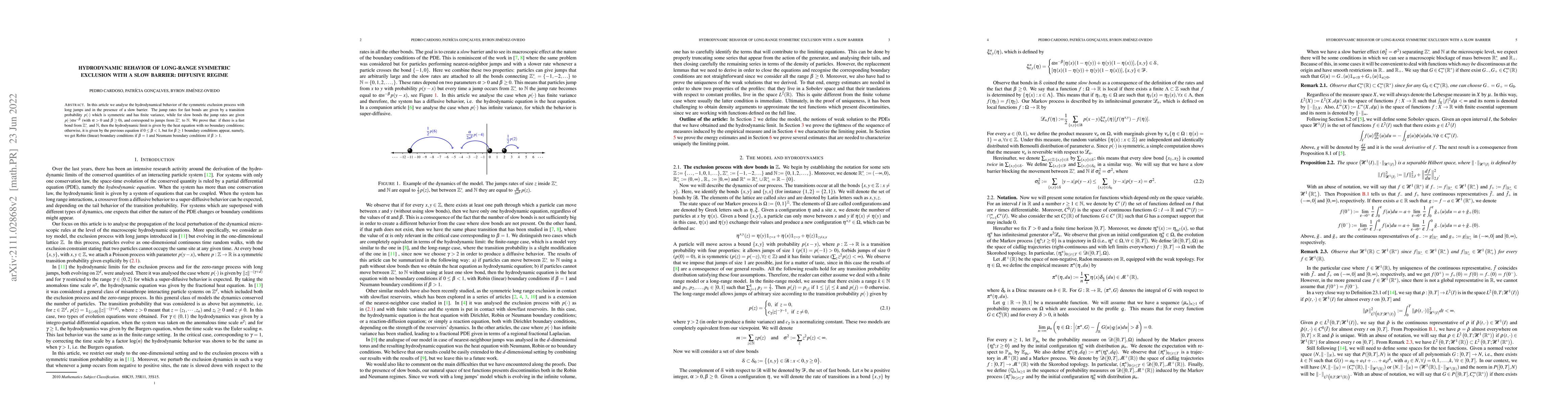 Thumbnail for Hydrodynamic behavior of long-range symmetric exclusion with a slow
  barrier: diffusive regime